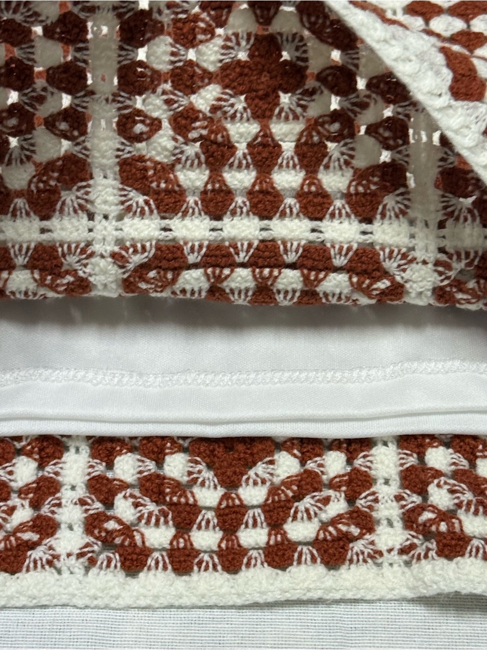 Crochet Mini Dress in Burgundy and White - Picture 4 of 7